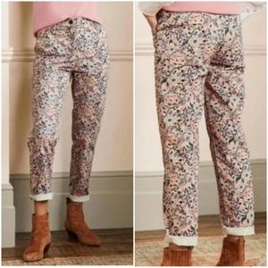 Boden Floral Chino Pants Ankle Tapered Crop Size US 10R NWT